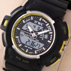 BWC Dual Time B-1201 Yellow Watch